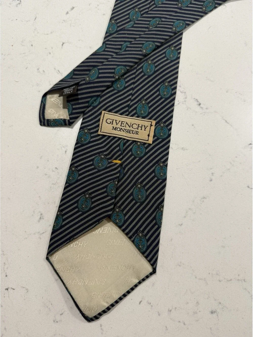 Givenchy Monsieur Anchor MSD Blue Silk Blend Men's tie